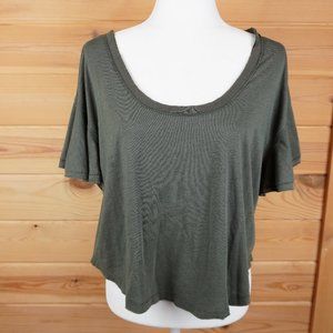 We‎ The Free Green Oversized Cropped T-Shirt Top Size Small